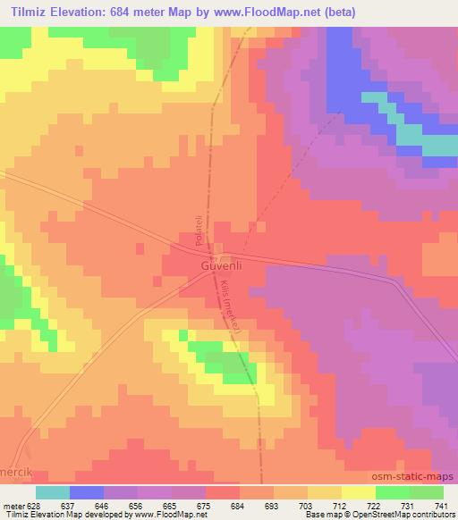 Tilmiz,Turkey Elevation Map