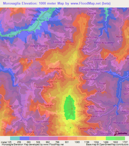 Morosaglia,France Elevation Map