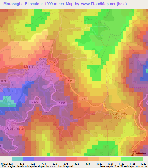 Morosaglia,France Elevation Map