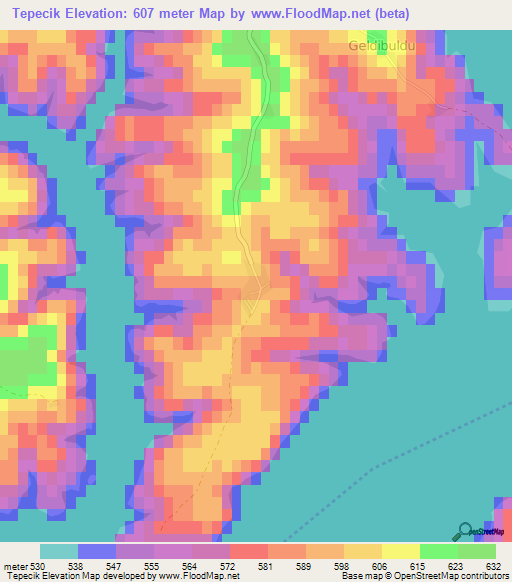 Tepecik,Turkey Elevation Map