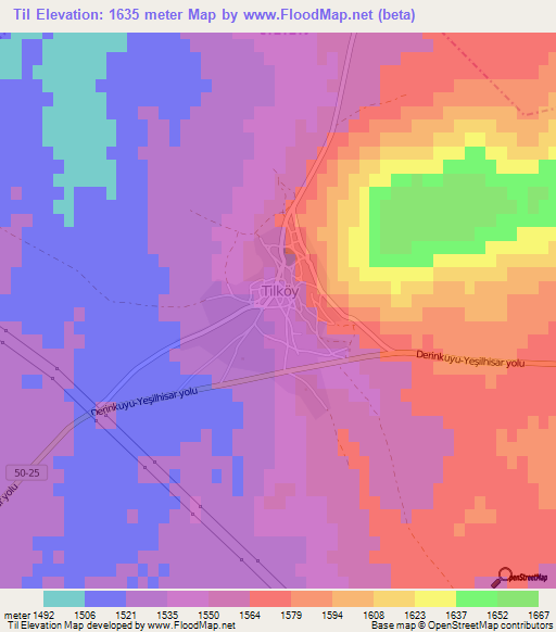 Til,Turkey Elevation Map