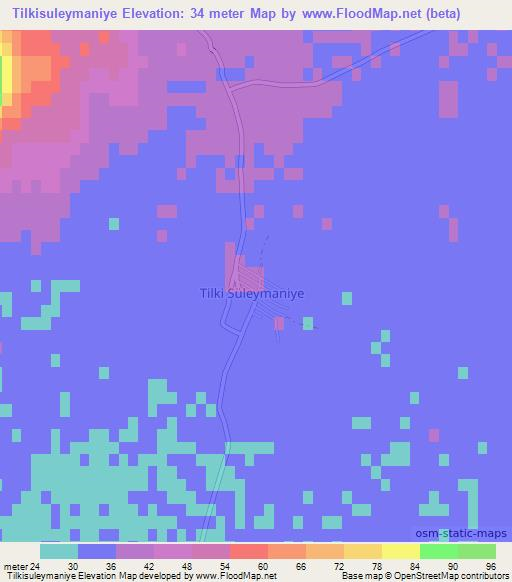 Tilkisuleymaniye,Turkey Elevation Map