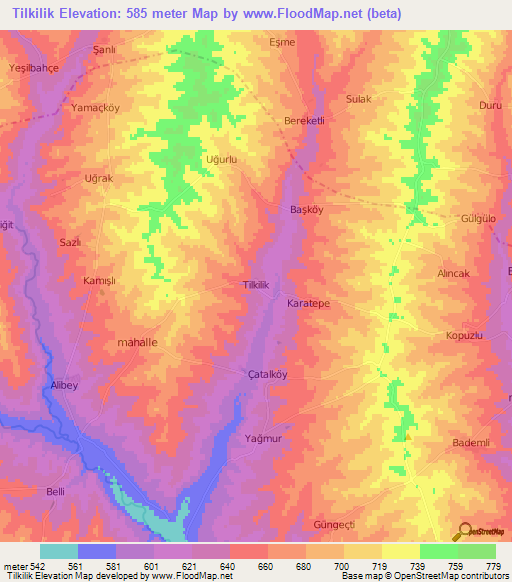 Tilkilik,Turkey Elevation Map