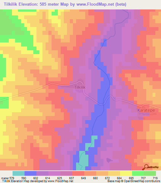 Tilkilik,Turkey Elevation Map