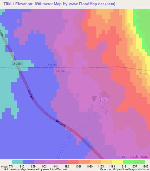 Tilkili,Turkey Elevation Map