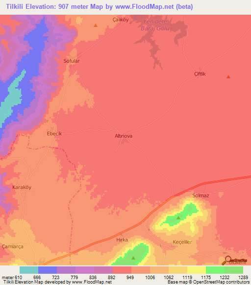 Tilkili,Turkey Elevation Map