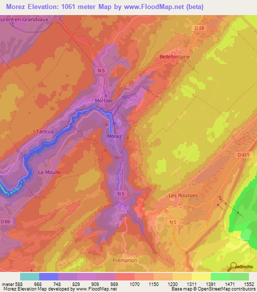 Morez,France Elevation Map