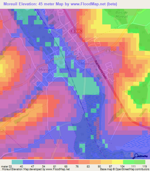 Moreuil,France Elevation Map