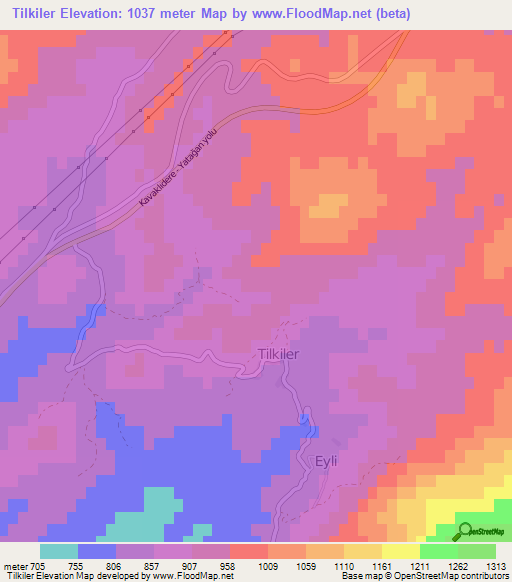 Tilkiler,Turkey Elevation Map