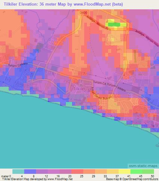 Tilkiler,Turkey Elevation Map