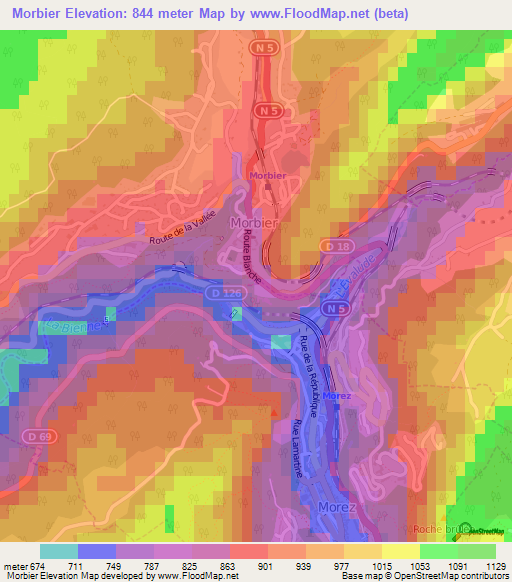 Morbier,France Elevation Map