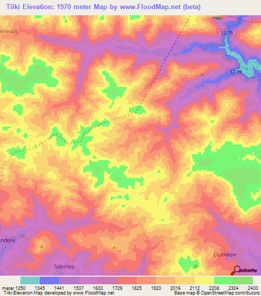 Tilki,Turkey Elevation Map