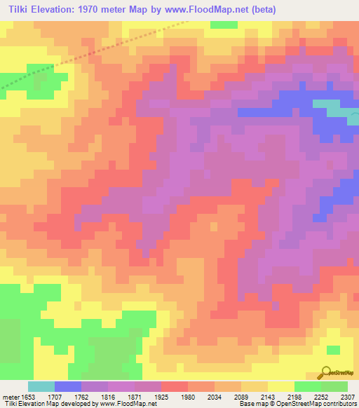 Tilki,Turkey Elevation Map