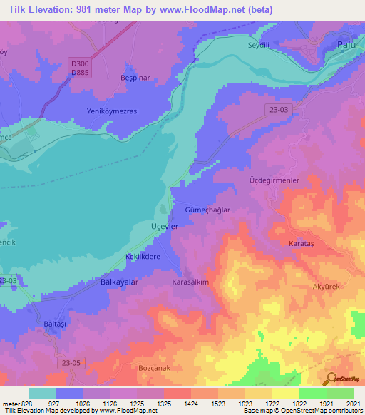 Tilk,Turkey Elevation Map