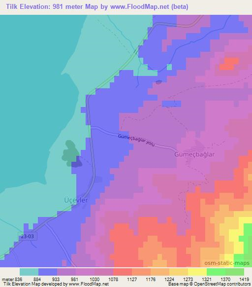 Tilk,Turkey Elevation Map