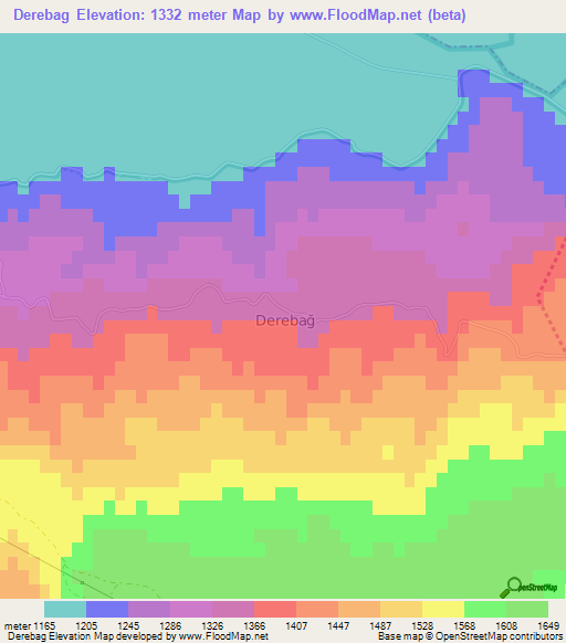 Derebag,Turkey Elevation Map