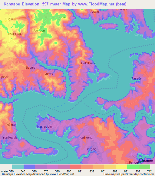 Karatepe,Turkey Elevation Map