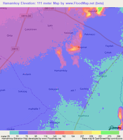 Hamamkoy,Turkey Elevation Map