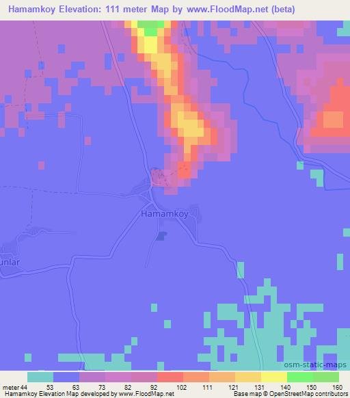 Hamamkoy,Turkey Elevation Map