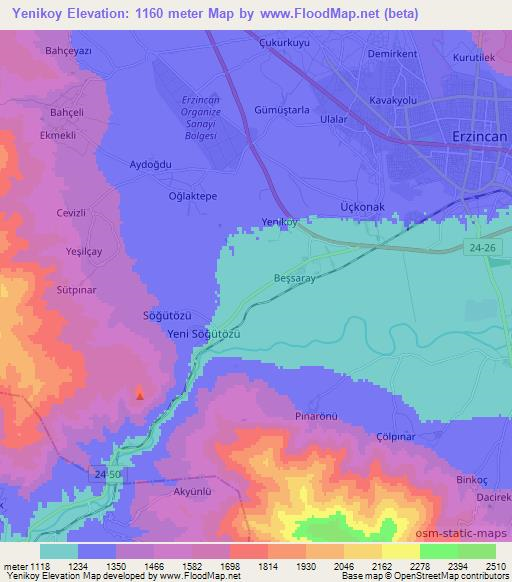 Yenikoy,Turkey Elevation Map