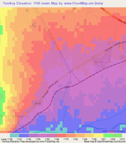 Yenikoy,Turkey Elevation Map