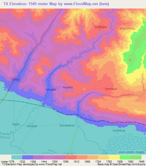 Til,Turkey Elevation Map