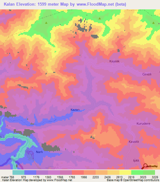 Kalan,Turkey Elevation Map