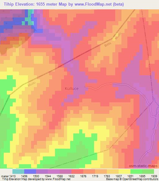 Tihip,Turkey Elevation Map