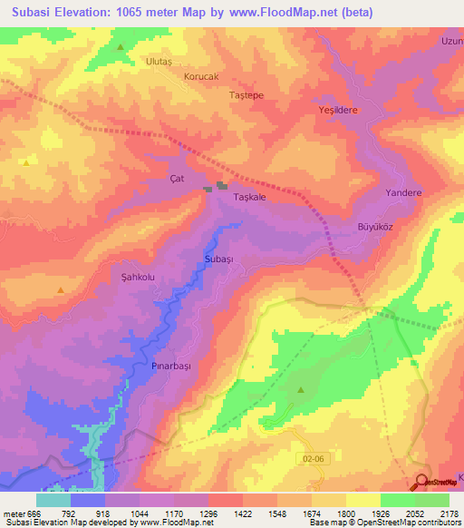 Subasi,Turkey Elevation Map