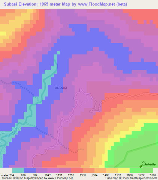 Subasi,Turkey Elevation Map