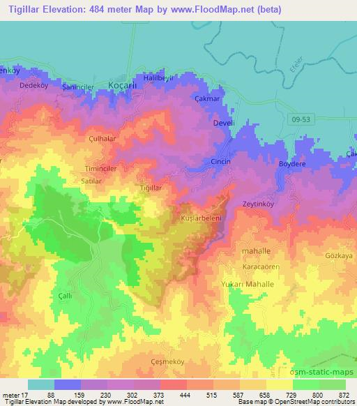 Tigillar,Turkey Elevation Map