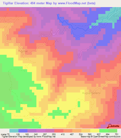 Tigillar,Turkey Elevation Map