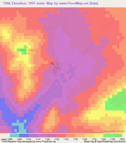 Tiftik,Turkey Elevation Map