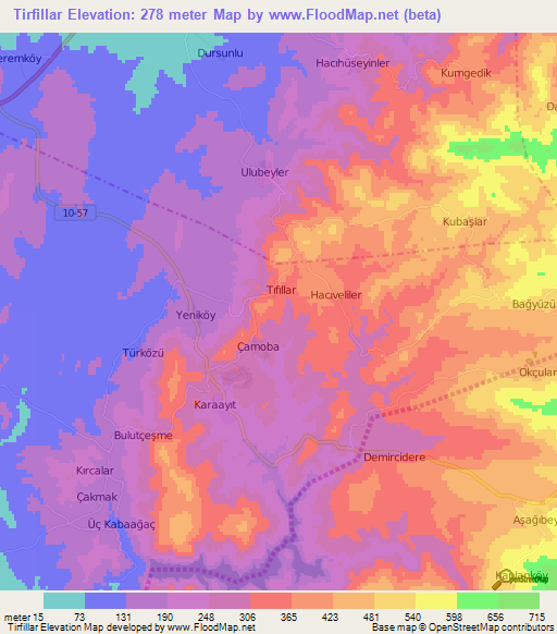 Tirfillar,Turkey Elevation Map
