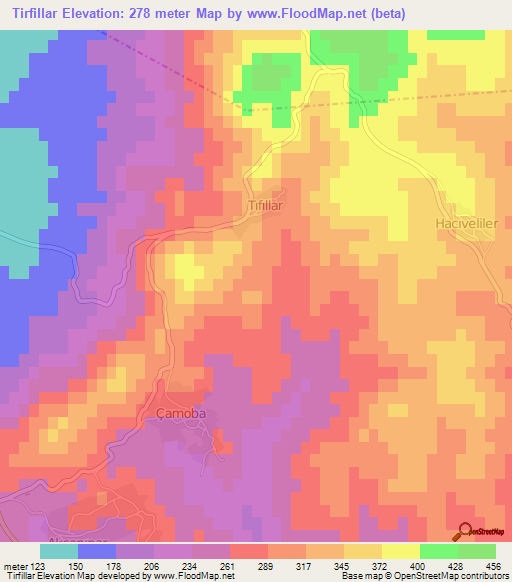 Tirfillar,Turkey Elevation Map