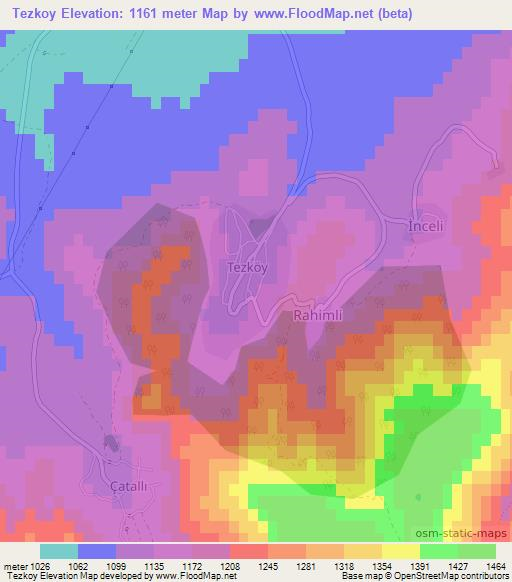 Tezkoy,Turkey Elevation Map