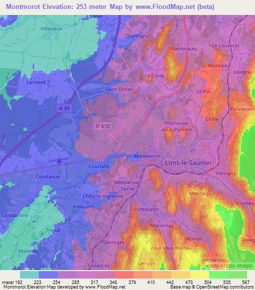 Montmorot,France Elevation Map