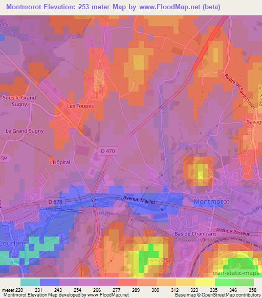 Montmorot,France Elevation Map