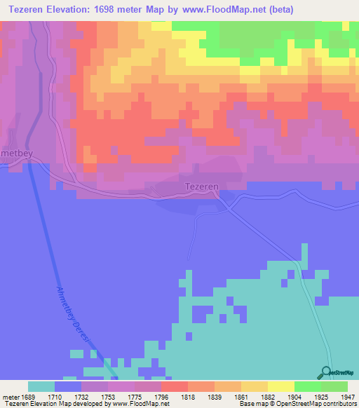 Tezeren,Turkey Elevation Map