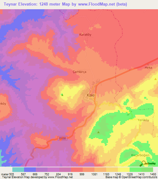 Teynar,Turkey Elevation Map