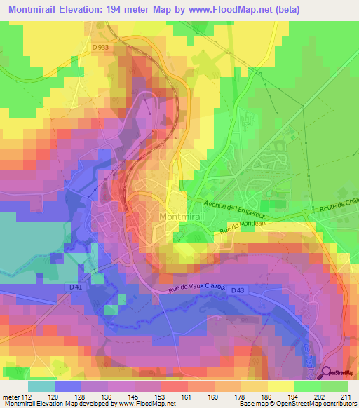 Montmirail,France Elevation Map