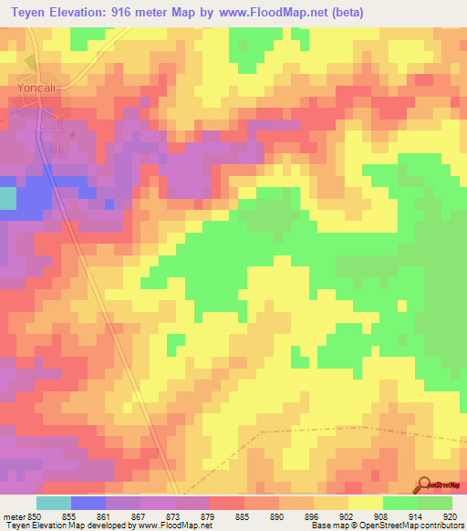 Teyen,Turkey Elevation Map