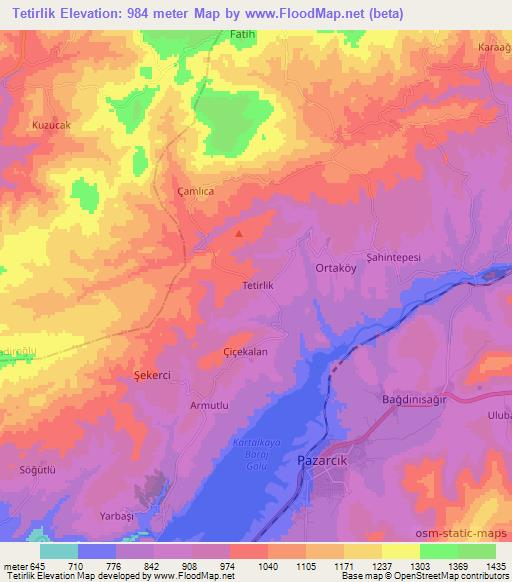 Tetirlik,Turkey Elevation Map