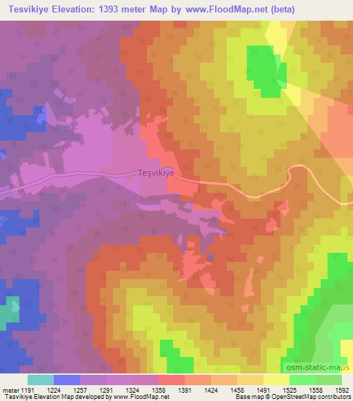 Tesvikiye,Turkey Elevation Map