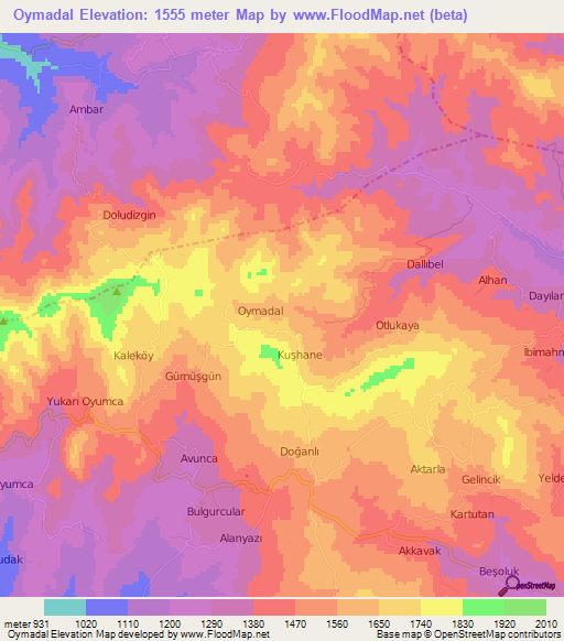 Oymadal,Turkey Elevation Map