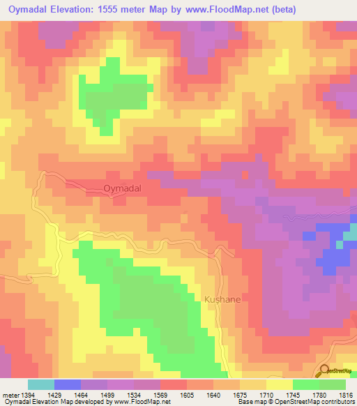 Oymadal,Turkey Elevation Map