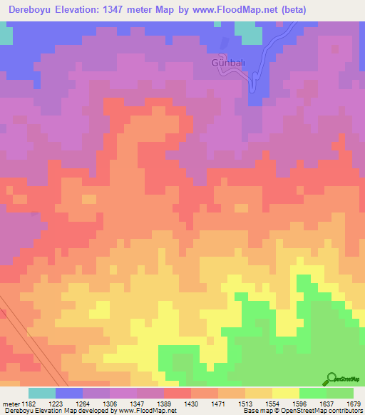 Dereboyu,Turkey Elevation Map