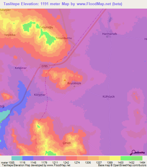 Taslitepe,Turkey Elevation Map