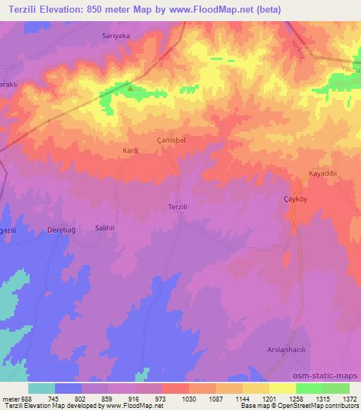 Terzili,Turkey Elevation Map