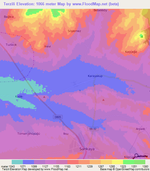 Terzili,Turkey Elevation Map